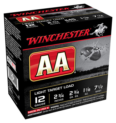 WINCHESTER AA 12GA 2.75" 1-1/8OZ #7.5 1145FPS 250R CASE - for sale