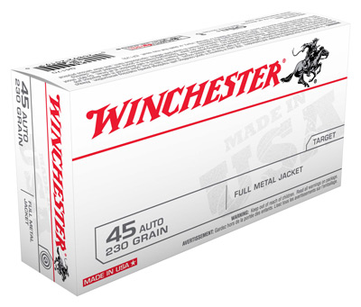 WINCHESTER USA 45 ACP 230GR FMJ-RN 50RD 10BX/CS - for sale