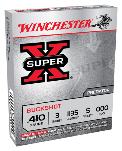 WINCHESTER SUPER-X 410 3" 000 BUCK 5 PELLET 5RD 50BX/CS - for sale