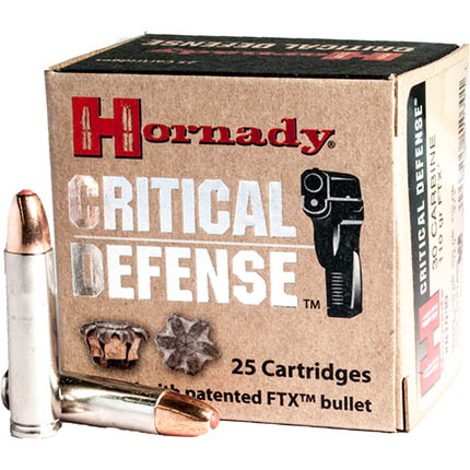 HORNADY CRITICAL DEFENSE 30 CARBINE 110GR FTX 25RD 10BX/CS - for sale
