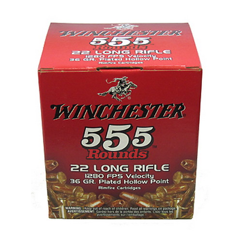WINCHESTER 22LR 36GR PLATED HP 1280FPS 555RD 10BX/CS - for sale
