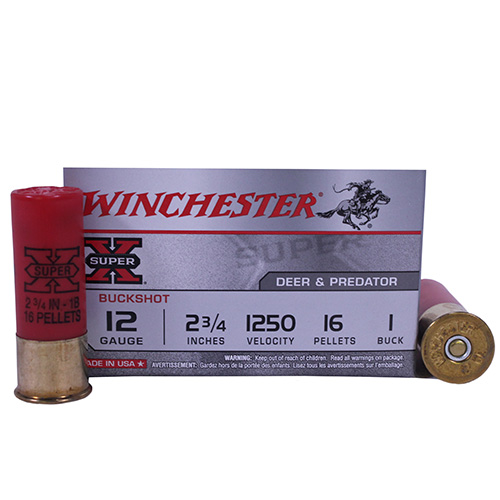 WINCHESTER SUPER-X 12GA 2.75" #1 BUCK 16 PELLETS 5RD 50BX/CS - for sale