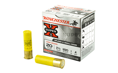 WINCHESTER SUPER-X 20GA 2.75" 1OZ #4 1220FPS 25RD 10BX/CS - for sale
